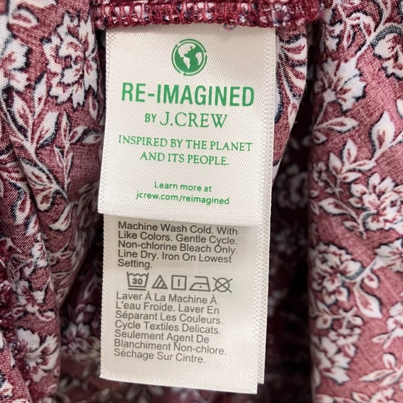 J. Crew Burgundy Floral Tiered Midi Dress Puff Sleeves Pockets Size Small - Picture 9 of 11